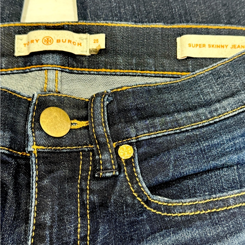 Tory Burch Super Skinny 7.5  Rise Jeans Size 25 - Picture 3 of 5
